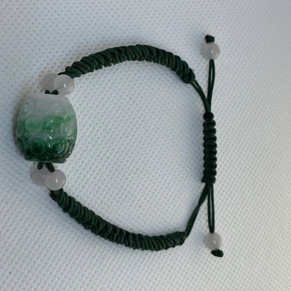 Natural Jadeite Carved Multi-Color Bead Custom Fit Knot Bracelet - Picture 4 of 5